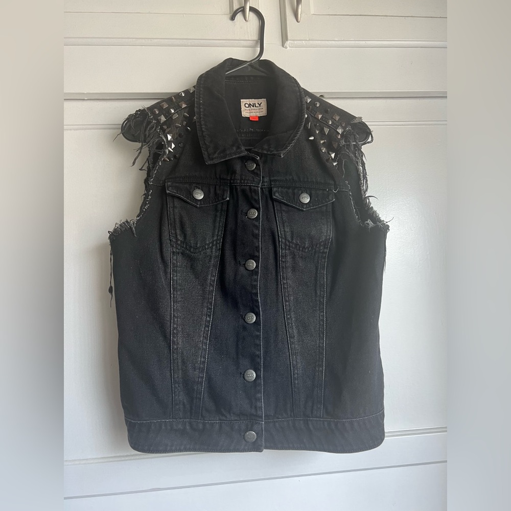 Denim Studded Vest